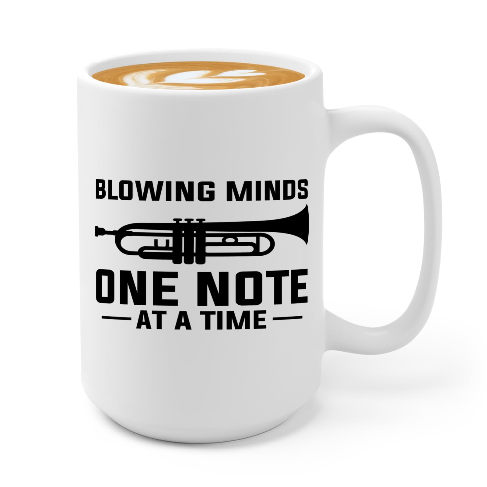 Trumpet Lover Gift Coffee Mug 15oz White -Blowing minds one - Funny Trumpet Player Brass Band Trumpeter Music Musician Lover