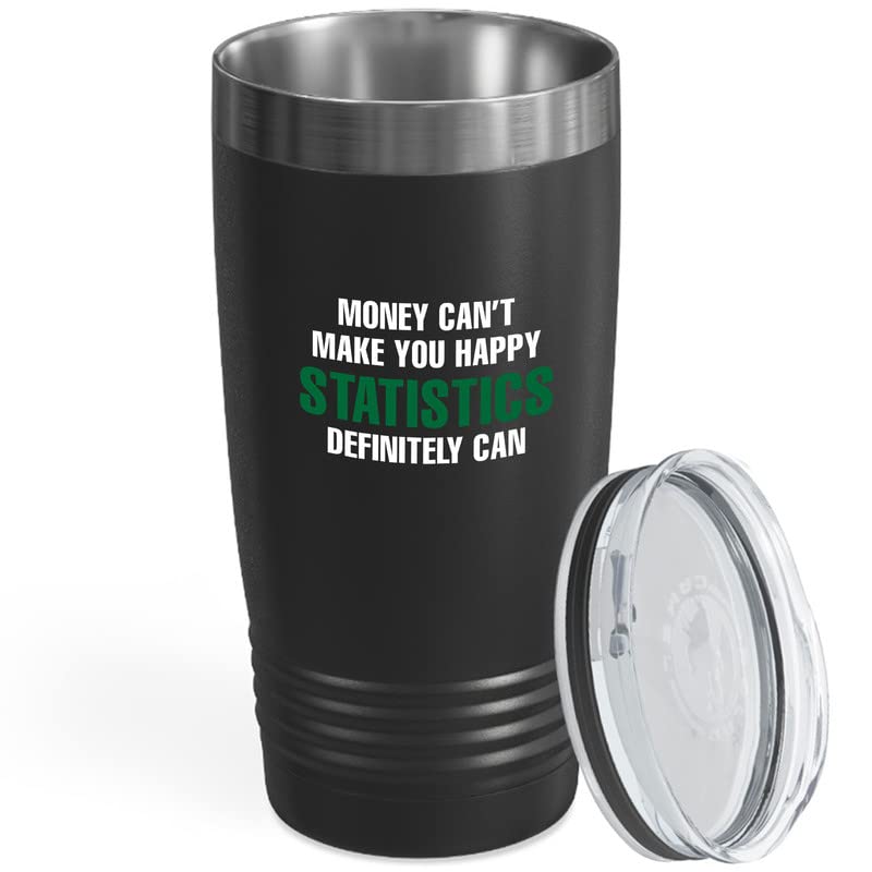 Accountant Black Wine Tumbler 12oz - Money Cant Make You Happy - Statistics Accounting CPA Auditor Work Administration Office Client Workplace