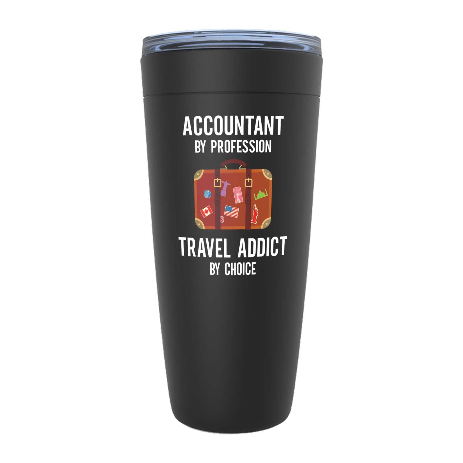 Accountant Black Edition Viking Tumbler 20oz - Travel Addict by Choice B - Accounting Spreadsheet Audit Auditor office work cpa engineer tax finance administrative
