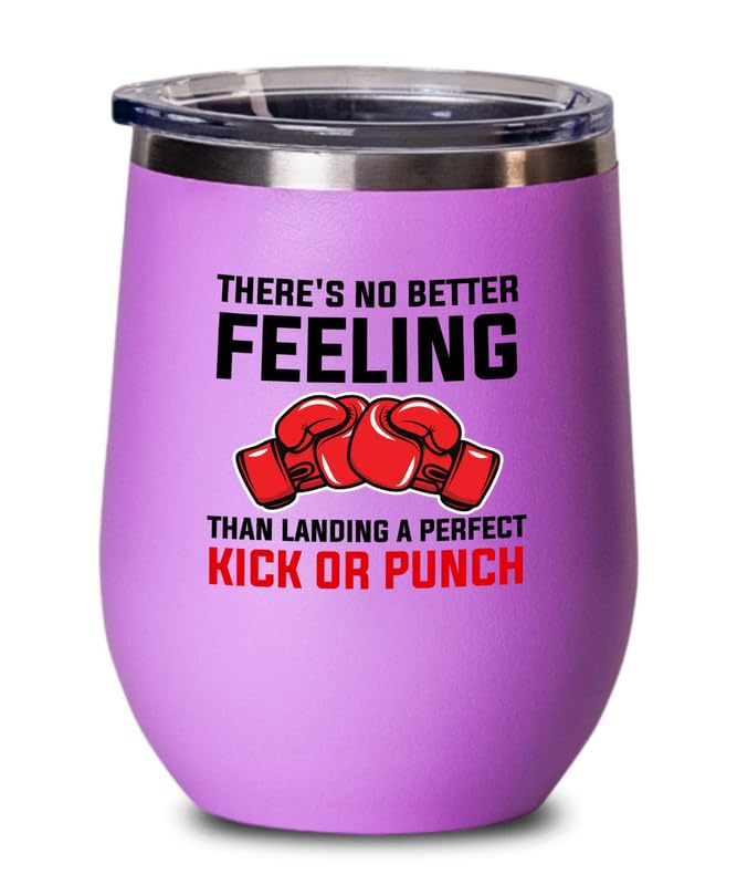Kickboxer Pink Edition Wine Tumbler 12oz - There's no better - Tackling Boxing Trainer Punching Taekwondo Gymnastics Sparring Kickboxer Training