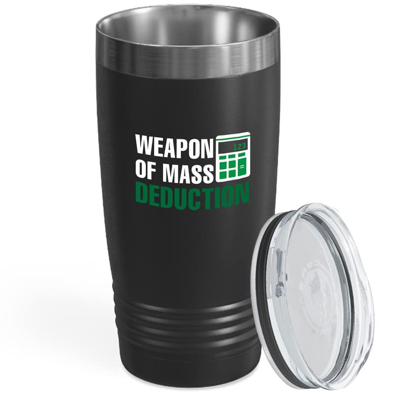 Accountant Black Wine Tumbler 12oz - Weapon Of Mass Deduction - Accounting CPA Auditor Work Administration Office Employee Client Workplace