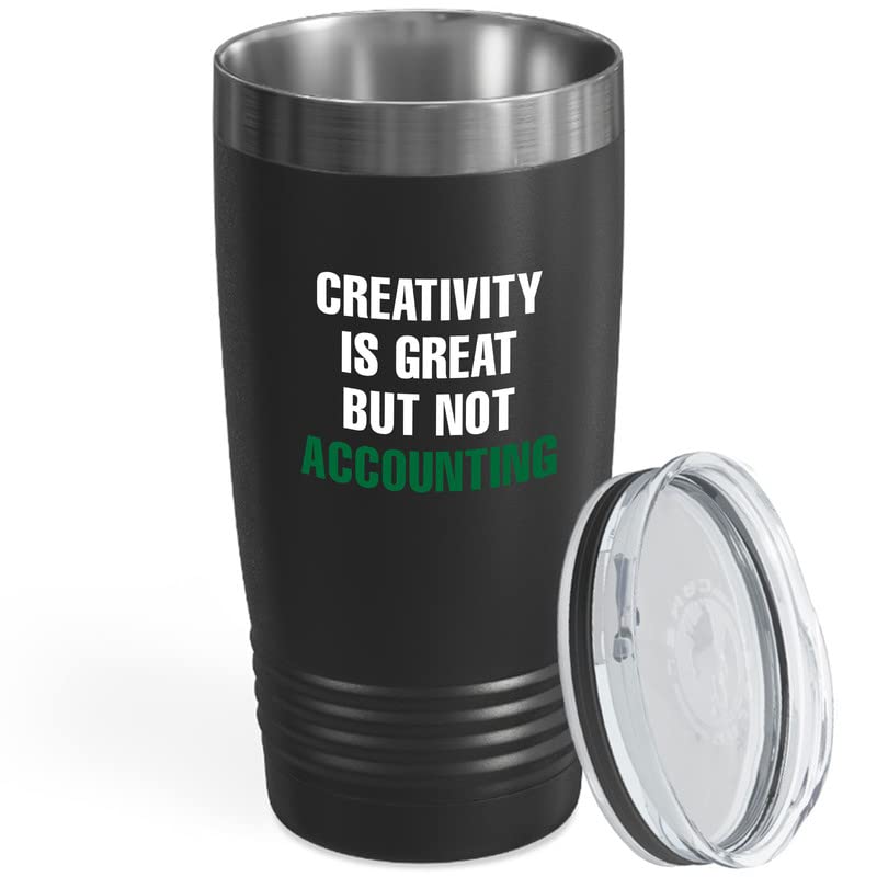 Accountant Black Wine Tumbler 12oz - Creativity Is Great But - Accounting CPA Auditor Work Administration Office Employee Client Workplace