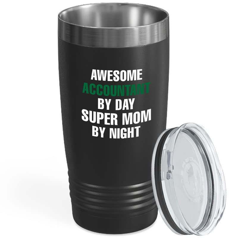 Accountant Black Wine Tumbler 12oz - Awesome Acountant By Day - Mom Statistics Accounting CPA Auditor Administration Office Client Workplace