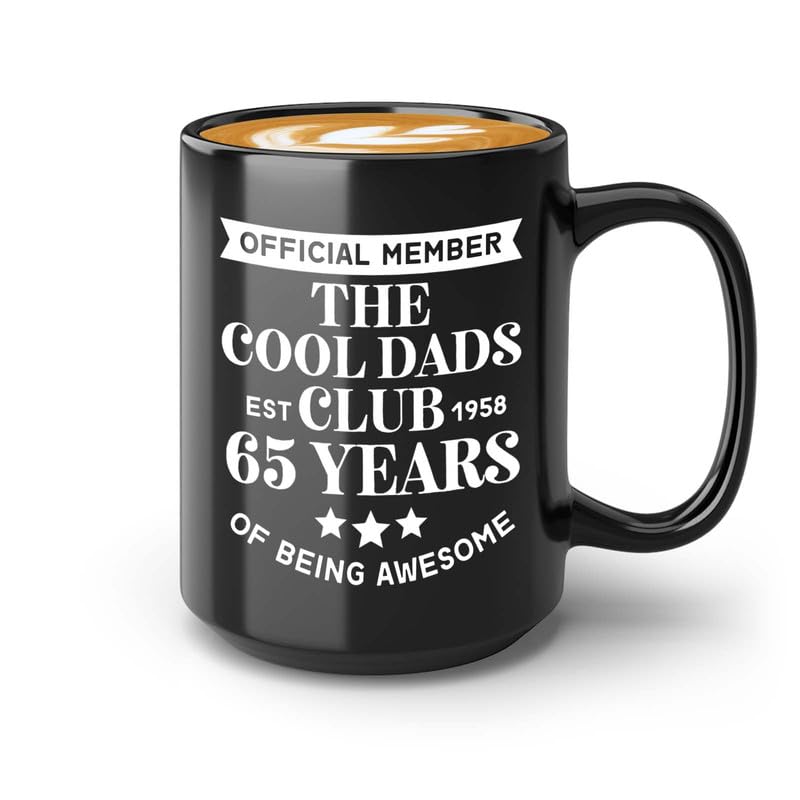 65 Birthday Coffee Mug 15oz Black - Cool Dads Club 1958 - Turning 65 65nd Birthday Born in 1958 Dirty Sixty Gifts Work Bestie